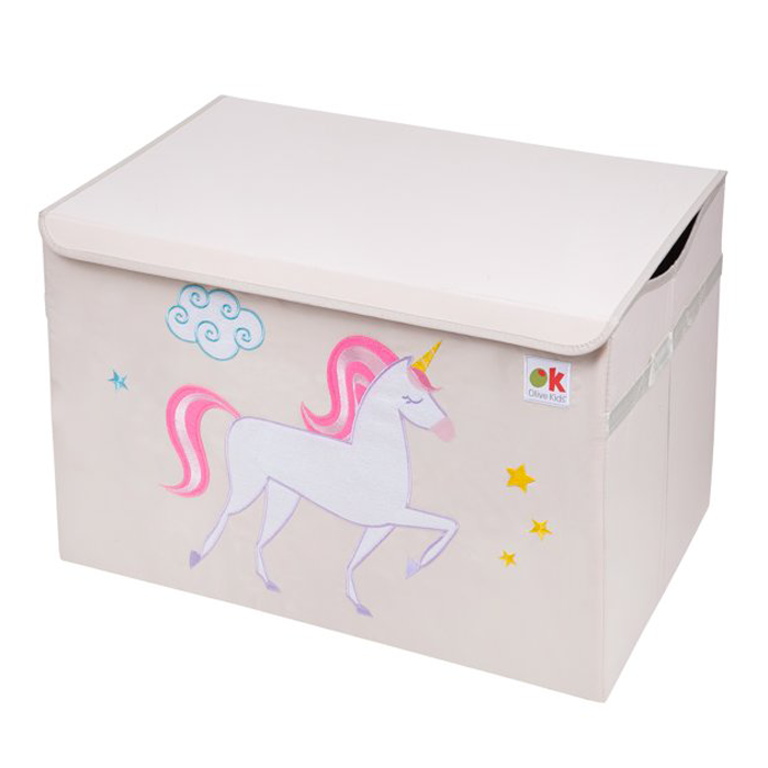 Wildkin Kids Fabric Toy Storage Chest for Boys and Girls (Unicorn Pink)